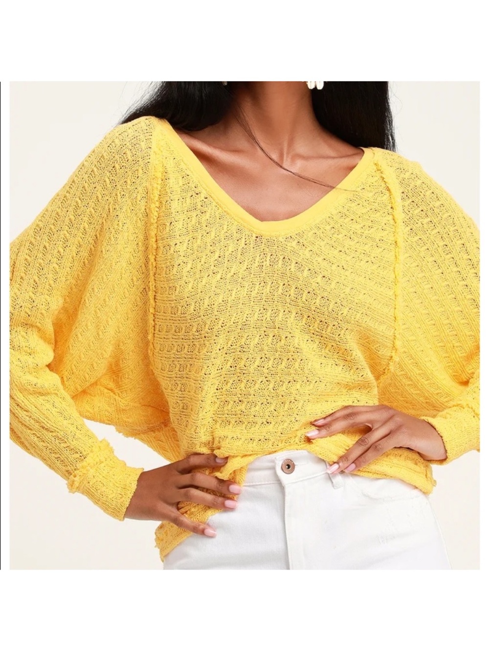 Free people We The Free Theins hacci sweater in yellow Size XS